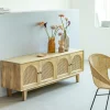 Made in Meubles Meuble TV en bois de manguier et cannage Edana