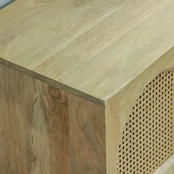 Made in Meubles Meuble TV en bois de manguier et cannage Edana