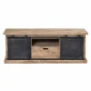 Made in Meubles Meuble TV en bois de manguier brossé et métal noir 150 cm Helsinki