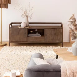 Made in Meubles Meuble TV en bois de manguier marron Emile