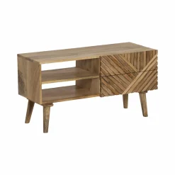 Made in Meubles Meuble TV en bois de manguier chevrons Maëva