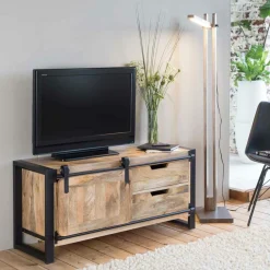 Made in Meubles Meuble TV en bois de manguier 120 cm New-York