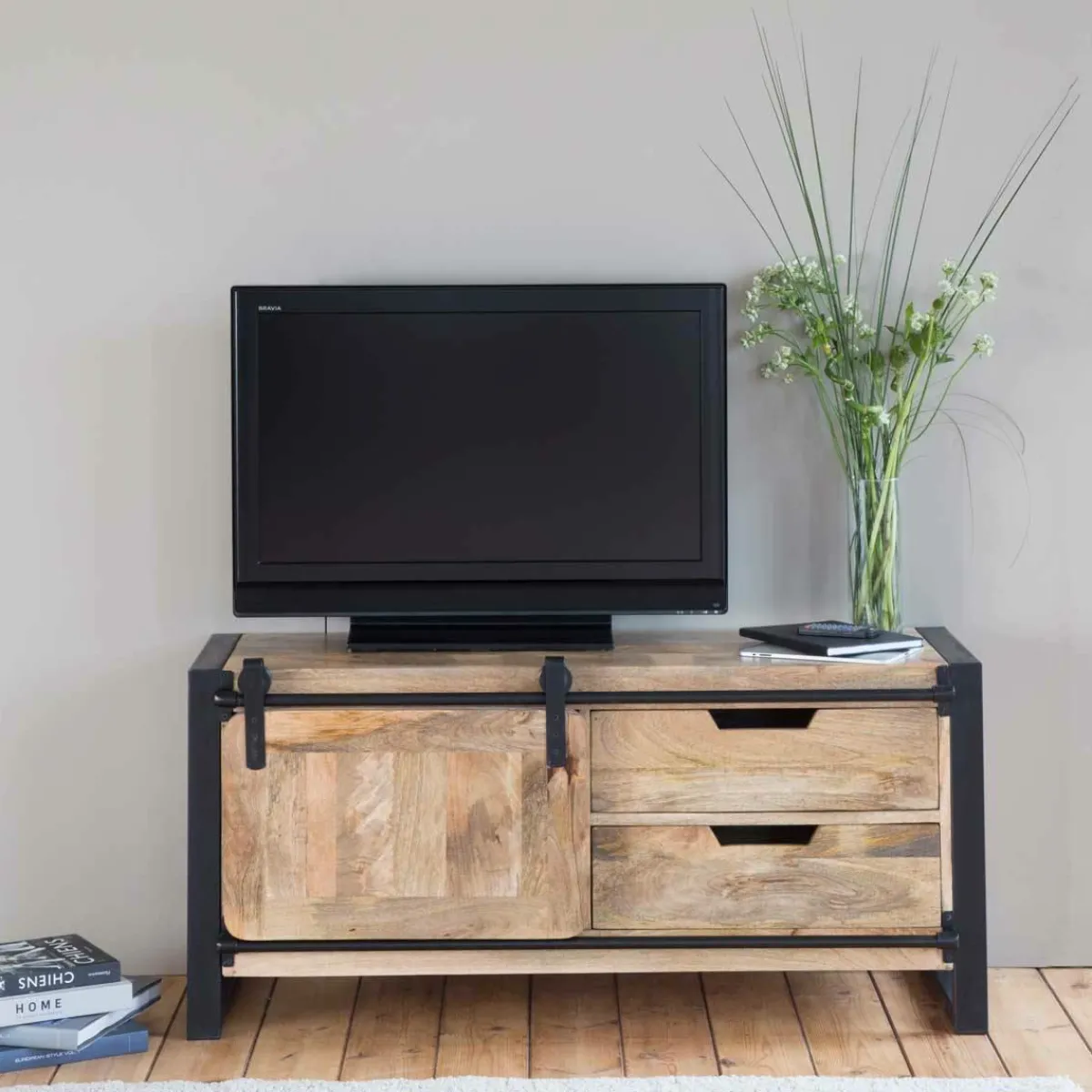 Made in Meubles Meuble TV en bois de manguier 120 cm New-York