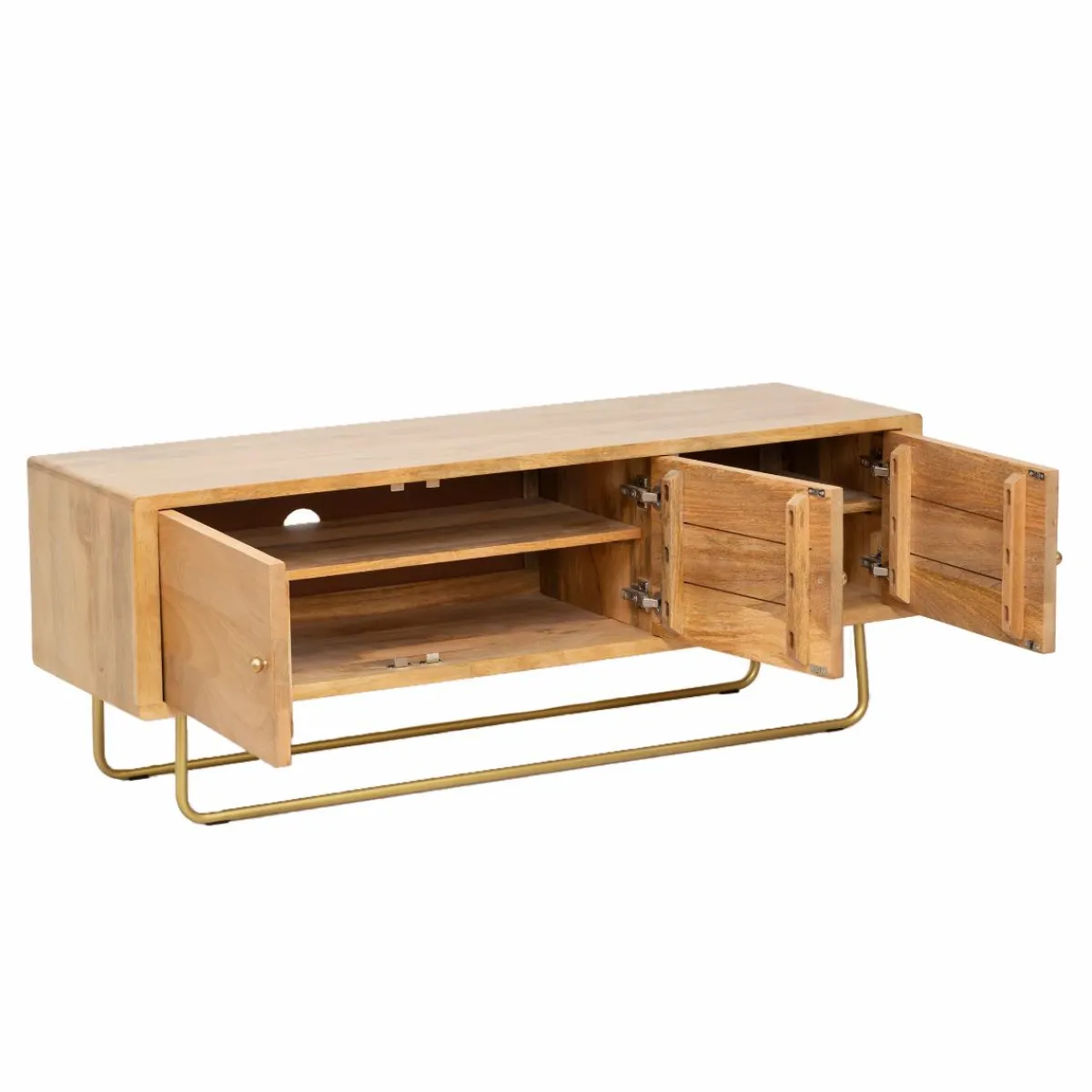 Made in Meubles Meuble TV en bois de manguier et métal Zack