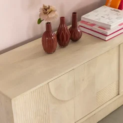 Made in Meubles Meuble TV en bois de manguier blanchi Miliam