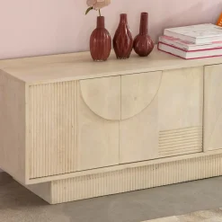 Made in Meubles Meuble TV en bois de manguier blanchi Miliam