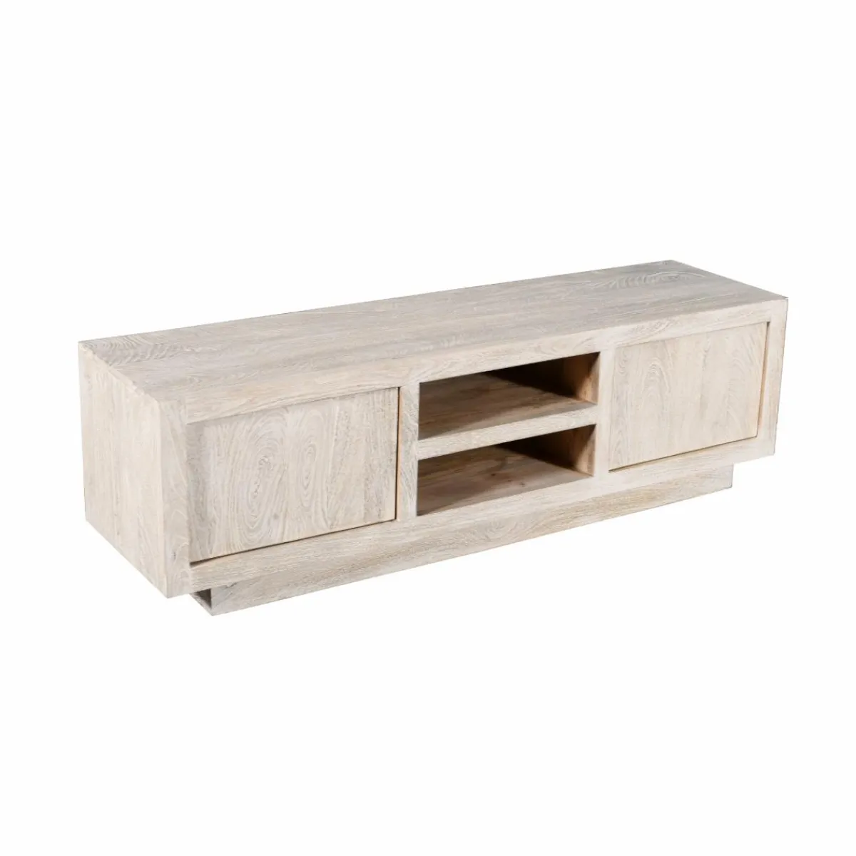 Made in Meubles Meuble TV en bois de manguier blanchi Alison