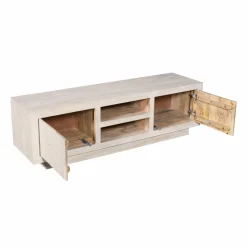 Made in Meubles Meuble TV en bois de manguier blanchi Alison
