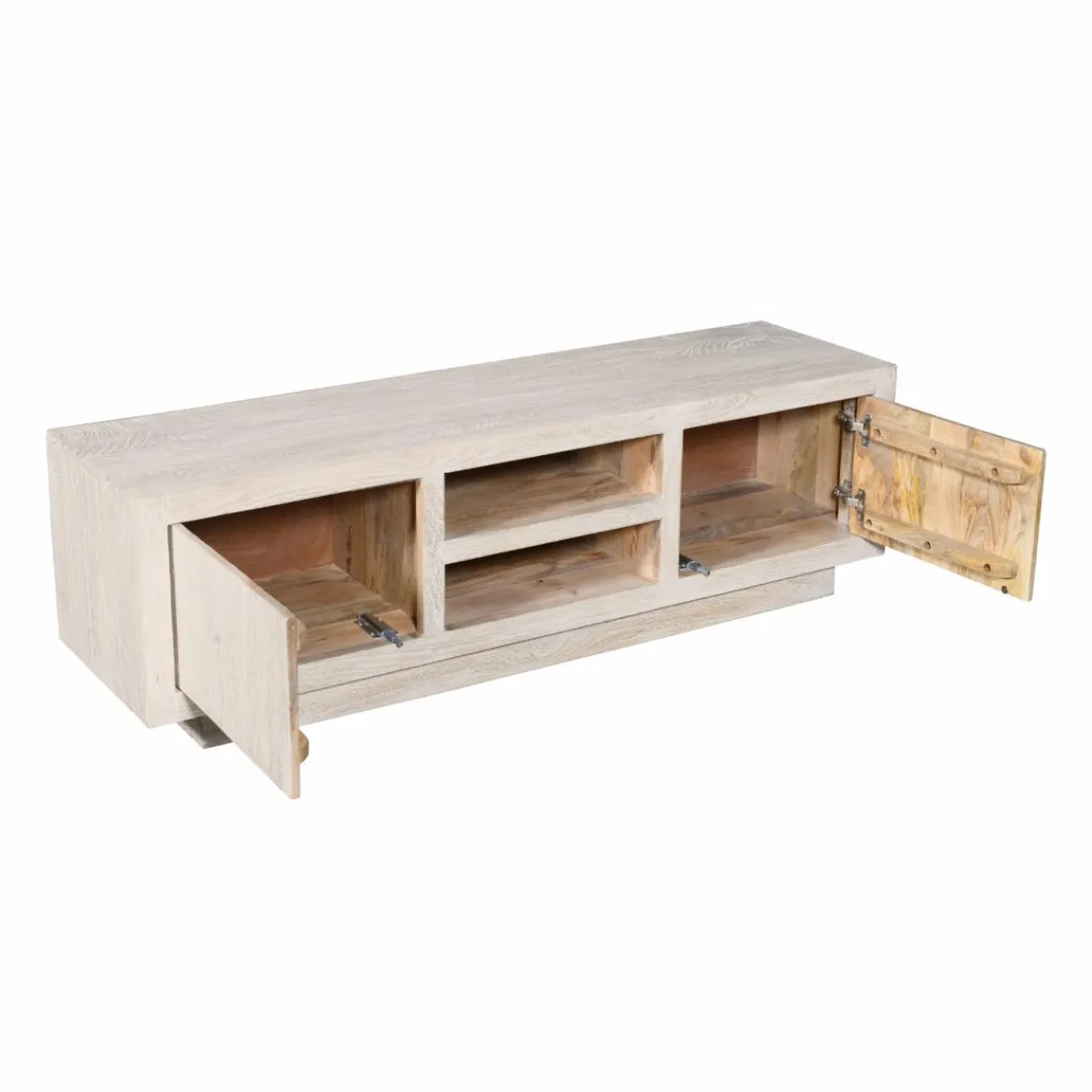 Made in Meubles Meuble TV en bois de manguier blanchi Alison