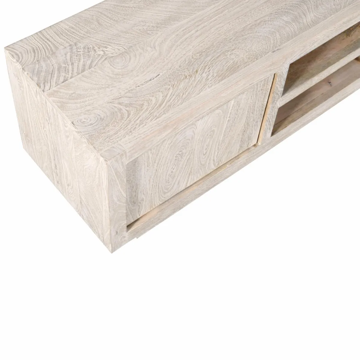 Made in Meubles Meuble TV en bois de manguier blanchi Alison