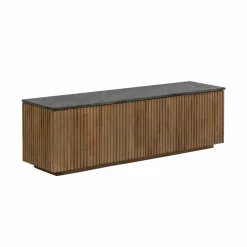 Made in Meubles Meuble TV en bois de manguier et marbre Betty