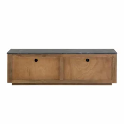 Made in Meubles Meuble TV en bois de manguier et marbre Betty