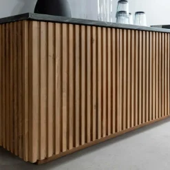 Made in Meubles Meuble TV en bois de manguier et marbre Betty