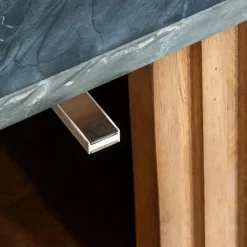 Made in Meubles Meuble TV en bois de manguier et marbre Betty