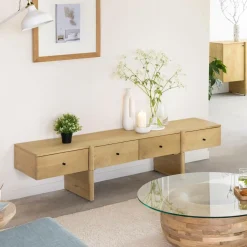 Made in Meubles Meuble TV en bois de manguier 4 tiroirs Amara