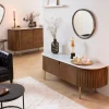 Made in Meubles Meuble TV en bois de manguier et marbre Sienne