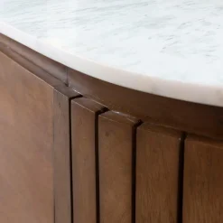 Made in Meubles Meuble TV en bois de manguier et marbre Sienne
