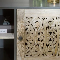 Made in Meubles Meuble TV en bois de manguier blanchi Lila