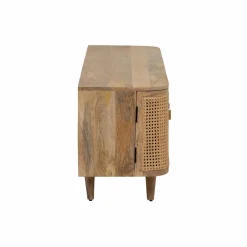 Made in Meubles Meuble TV en bois de manguier et cannage Palma