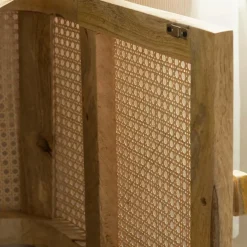 Made in Meubles Meuble TV en bois de manguier et cannage Palma
