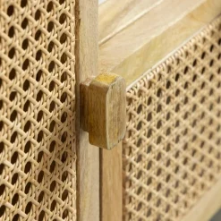 Made in Meubles Meuble TV en bois de manguier et cannage Palma
