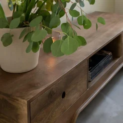 Made in Meubles Meuble TV en bois de manguier foncé Daelan