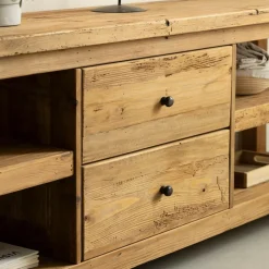 Made in Meubles Meuble TV en bois de pin recyclé Blaise