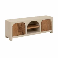 Made in Meubles Meuble TV en bois effet béton et bois d'acacia Dalva