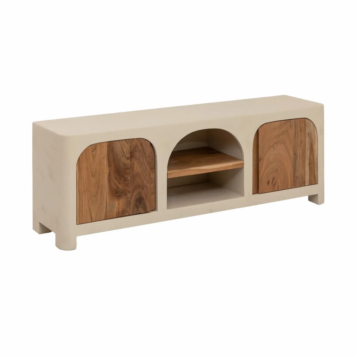 Made in Meubles Meuble TV en bois effet béton et bois d'acacia Dalva