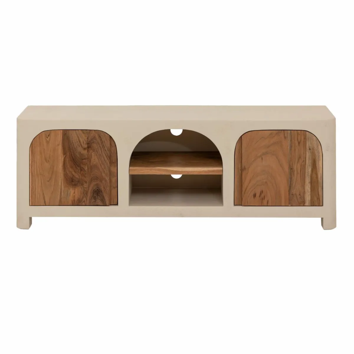Made in Meubles Meuble TV en bois effet béton et bois d'acacia Dalva