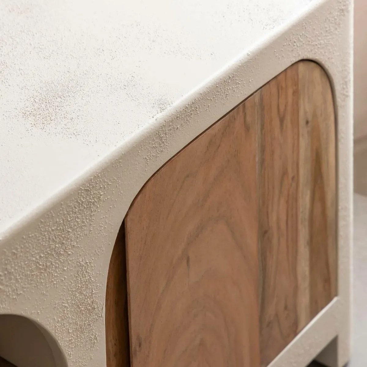 Made in Meubles Meuble TV en bois effet béton et bois d'acacia Dalva
