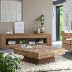 Made in Meubles Meuble TV en bois recyclé 210 cm Blaise