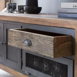Made in Meubles Meuble TV en bois recyclé et métal Hector