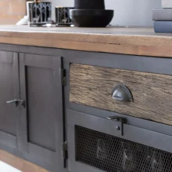 Made in Meubles Meuble TV en bois recyclé et métal Hector