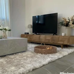 Made in Meubles Meuble TV en chêne massif Plume