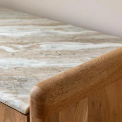 Made in Meubles Meuble TV en marbre et bois d'acacia Calix