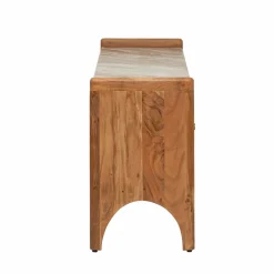 Made in Meubles Meuble TV en marbre et bois d'acacia Calix