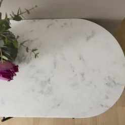 Made in Meubles Meuble TV en métal et marbre blanc Mona