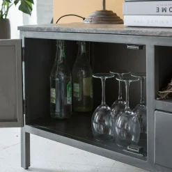 Made in Meubles Meuble tv en métal gris Gustavo