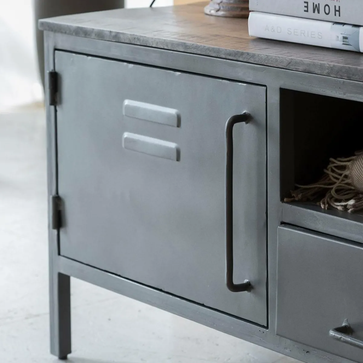 Made in Meubles Meuble tv en métal gris Gustavo
