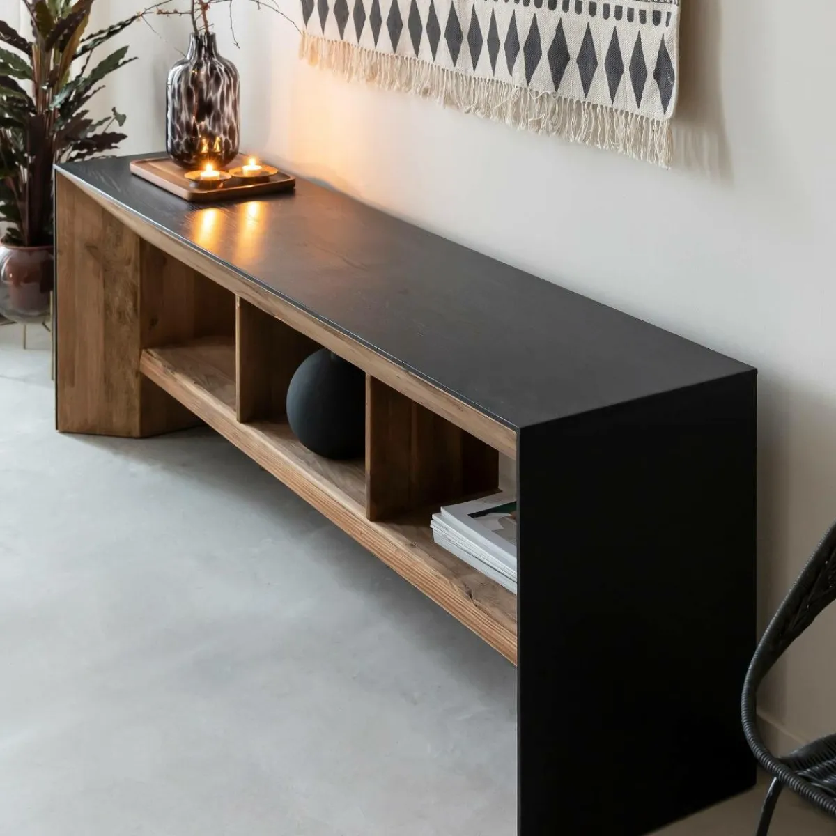 Made in Meubles Meuble TV en pin recyclé Constance