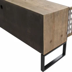 Made in Meubles Meuble TV en sapin et métal noir Elise