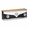 Made in Meubles Meuble TV noir avec plateau en bois de manguier Combi