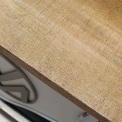 Made in Meubles Meuble TV noir avec plateau en bois de manguier Combi