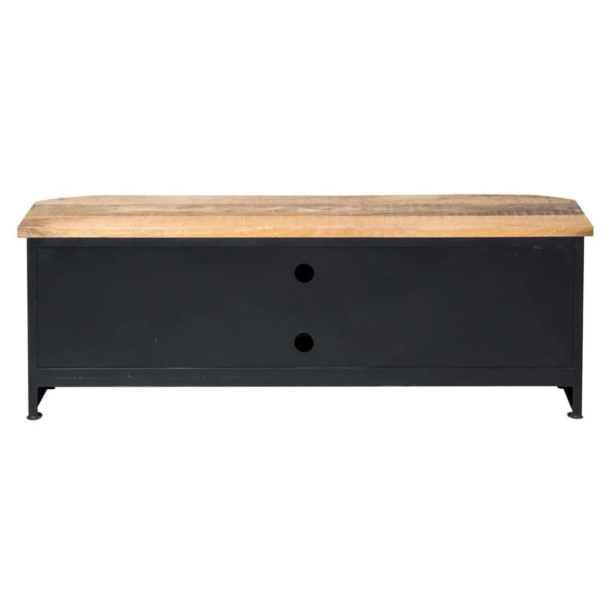 Made in Meubles Meuble TV noir avec plateau en bois de manguier Combi