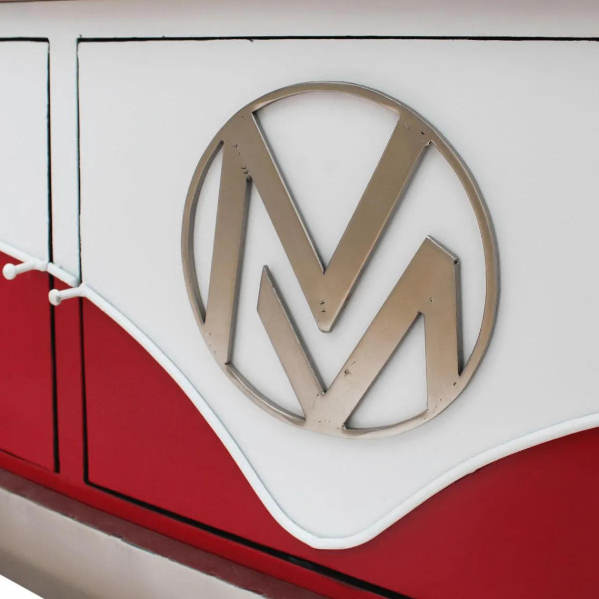 Made in Meubles Meuble TV rouge avec plateau en bois de manguier Combi