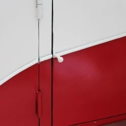 Made in Meubles Meuble TV rouge avec plateau en bois de manguier Combi