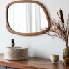 Made in Meubles Miroir abstrait en bois de manguier foncé Marley