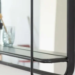 Made in Meubles Miroir avec étagère en bois et métal Jill