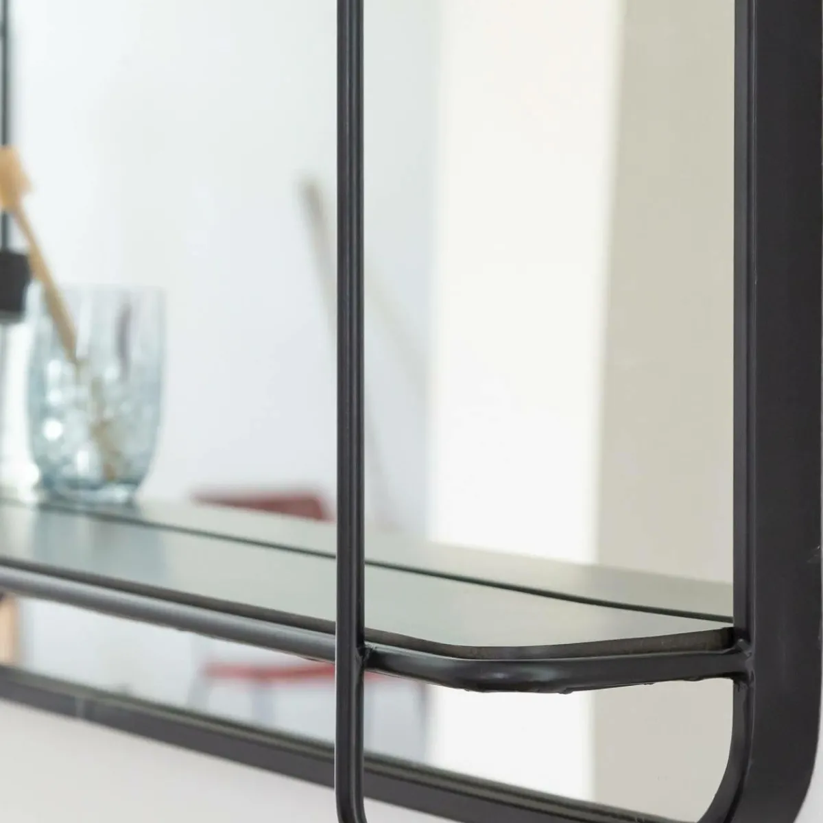 Made in Meubles Miroir avec étagère en bois et métal Jill